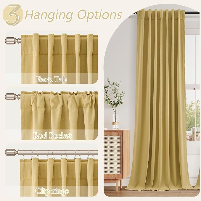 100% Blackout Curtains 63 Inch Length 2 Panels Set - Image 7