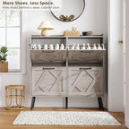 Nicetree Shoe Cabinet with 4 Flip Drawers, Freestanding Shoe Organizer Cabinet - Image 4