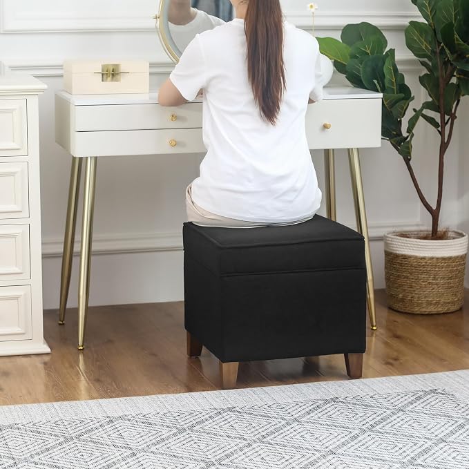 Adeco 17.5" Square Fabric Ottoman - Image 9