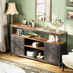 Huuger TV Stand Dresser with Power Outlets and LED Lights, 4 Drawers - Image 4