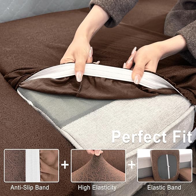 ANARACHON Leather Look Couch Cushion Covers Sofa Seat Slipcovers Sets Couches - Image 4