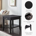 Leick Home Laurent End Table, Solid Wood, 1 Drawer, Bottom Display Shelf - Image 6