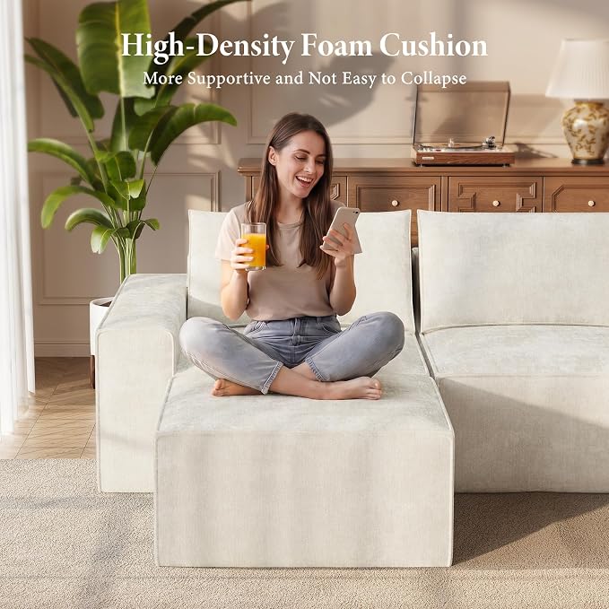 Vesgantti 114" Boneless Modular Sectional Sofa, Modern U Shaped 5 Seater Couch - Image 3