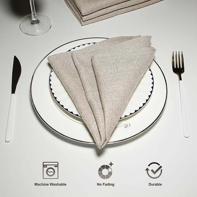 BALCONY & FALCON Cloth Napkins Set of 6 Washable Linen Napkins Absorbent - Image 3
