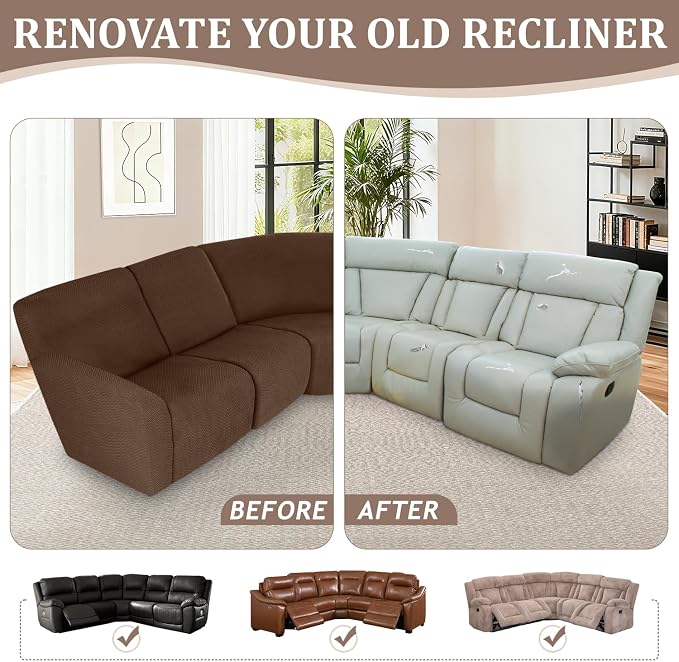 ALIECOM 100% Waterproof Recliner Sectional Couch Covers L Shape Stretch Corner - Image 7