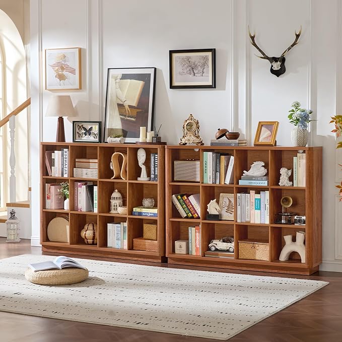 Joaxswe 12 Cube Storage Organizer, Wood Floor Standing 3-Tier Cubby Bookcase - Image 5