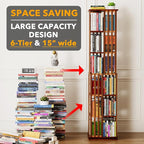 SpaceAid 6 Tier Rotating Bookshelf Tower, Bamboo Spinning Book Shelf, Revolving - Image 3