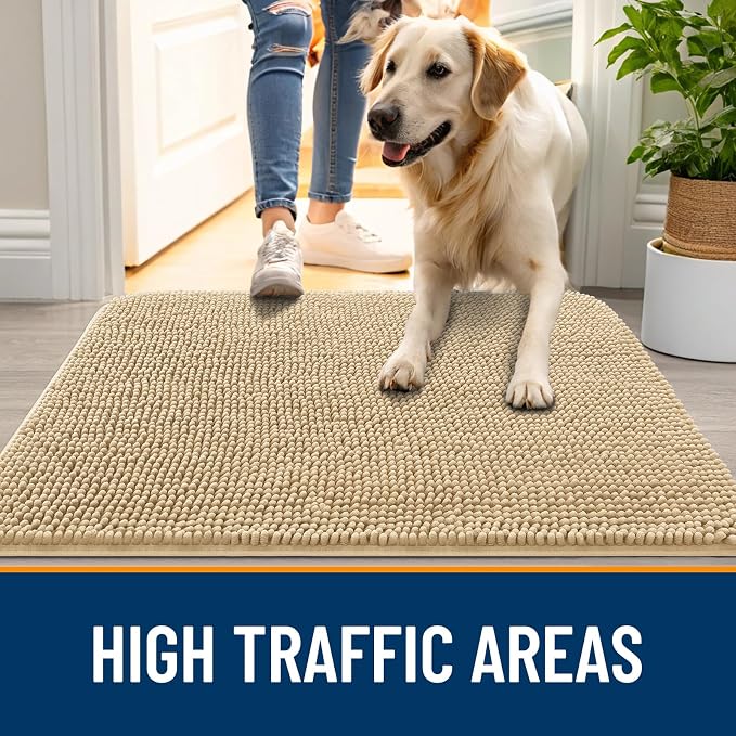 OLANLY Dog Door Mat for Muddy Paws 32x20, Super Absorbent Chenille Mud Mat | - Image 6