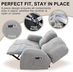 Recliner Loveseat Covers, 4-Piece Stretch Geometric Strokes Jacquard Reclining - Image 4