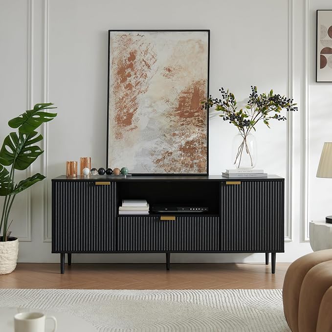 Okvnbjk Black TV Stand for 65 Inch TV, TV Consoles for Living Room, TV Stand - Image 4
