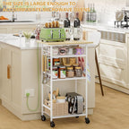 ThreeHio Rolling Kitchen Microwave Cart, 4 Tier Microwave Table Stand - Image 4