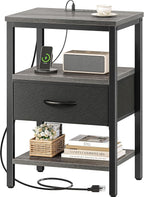 SUPERJARE Nightstand with Charging Station, Bed Side Table with Adjustable by SUPERJARE