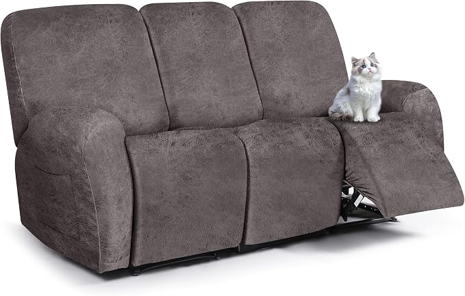 ANARACHON Leather Look Recliner Couch Cover, 8-Pieces Stretch Recliner Sofa by ANARACHON