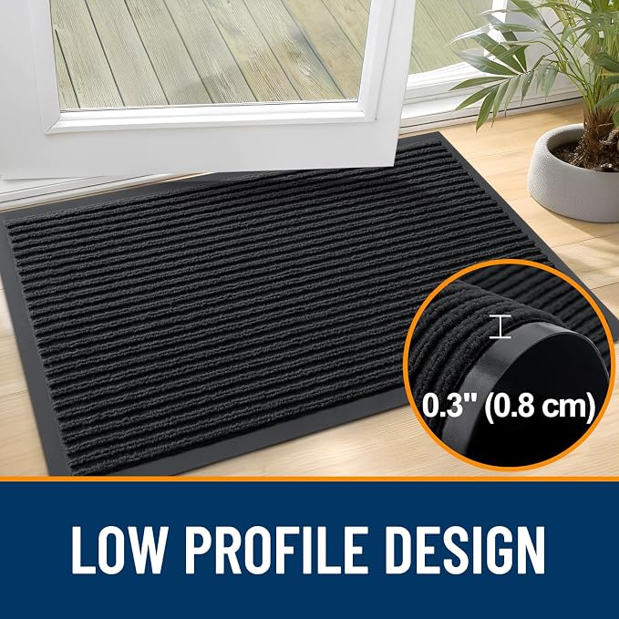OLANLY 2-Pack Front Door Mats 47x23, Waterproof Heavy-Duty Doormats | Black - Image 4