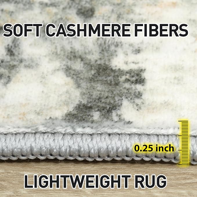 6x9 Area Rugs for Living Room: Washable Abstract Grey Brown Badroom Carpet | - Image 7