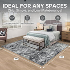 8x10 Area Rugs for Living Room Bedroom Dining Room Washable Black Grey | Soft - Image 2