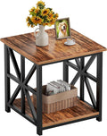 GreenForest End Table with 2-Tier Storage Shelf, 24 inch Large Side Table by GreenForest