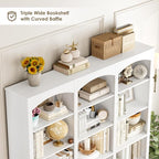 FACBOTALL 71" Triple Wide Bookshelf, 6 Tier Bookcase, Large White Bookshelf - Image 5
