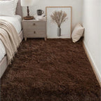 Area Rug Living Room Bedroom: 5x7 Fluffy Plush Shag Carpet Brown | - Image 3