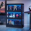 Display Cabinet with Acrylic Glass Doors, 3-Tiers Curio Cabinet with LED by BONITURE