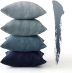 MIULEE Soft Corduroy Decorative Throw Pillow Covers Blue Navy Series 18x18 | - Image 4