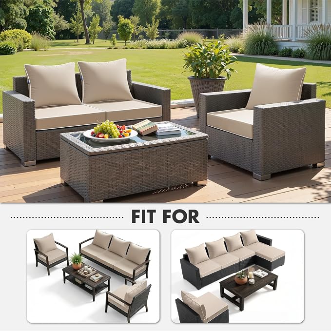 MIULEE Beige Outdoor Seat Cushion 24x24 Inch Waterproof & 3 Year Fade Resistant - Image 5