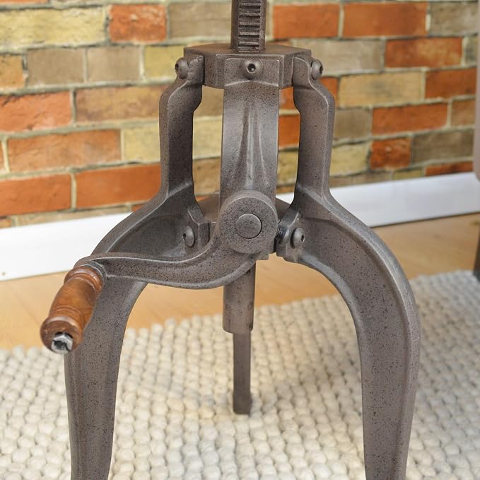 Carolina Chair & Table Adjustable Hand Crank 18" Wooden Top Rustic Side Table - Image 6