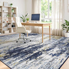 8x10 Area Rug for Living Room, Abstract Washable Large Rugs, Dark Blue | - Image 6