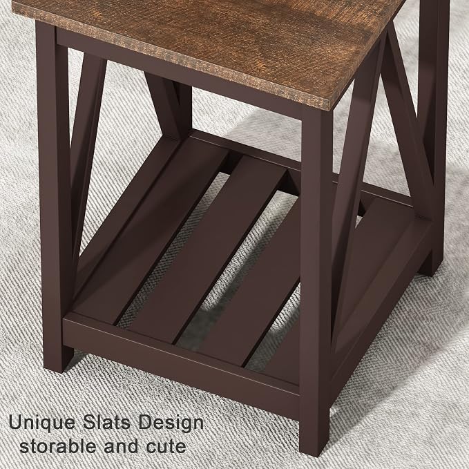 ChooChoo Farmhouse End Table, Rustic Vintage End Side Table - Image 7