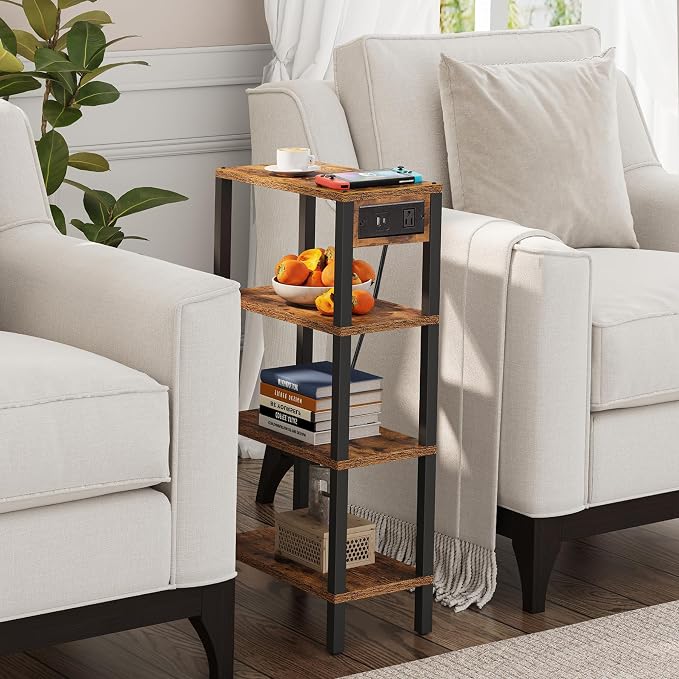 TUTOTAK Narrow Side Table with Charging Station, Small End Table with USB Ports - Image 5