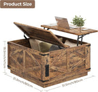 Jocoevol Farmhouse Lift Top Coffee Table, Square Wood Center Table - Image 2