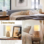 EJIAXIN Rattan Lamp Boho Lamps Set of 2-13.75" Mini Farmhouse Table Lamp Rustic - Image 3