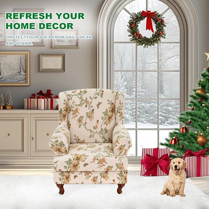 KRFOONN Wingback Chair Covers Slipcovers 2 Piece Stretch Wing Chair Covers - Image 7