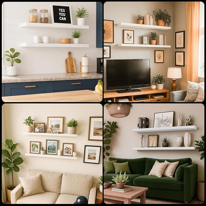 Floating Shelves for Wall, Bathroom Shelves Over Toilet, Wall Shelves & Book - Image 9