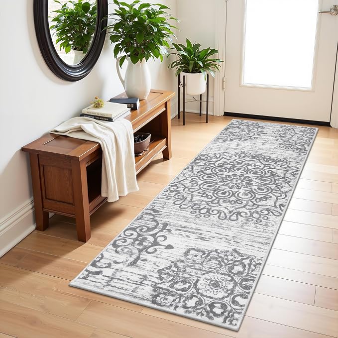 HEBE Hallway Runner Rug 2'x6', Washable Non Slip Kitchen Rug Runner | Soft Boho - Image 9
