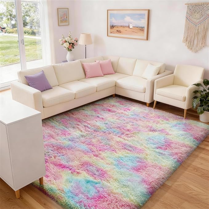 Ophanie Area Rugs for Bedroom Living Room, Color Rainbow, Size 6' x 9' - Image 3