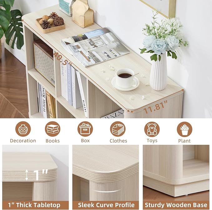 Joaxswe 6 Cube Bookcase, Wood Low Floor Standing Bookshelf - Image 4
