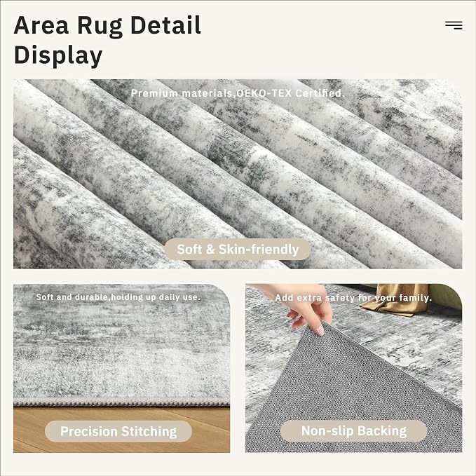 Soalmost Abstract Rug 5x7 Washable Area Rugs - Image 6