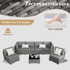 KIGOTY Patio Furniture Set, 7 Pieces Modular Outdoor Sectional Sofa, PE Rattan - Image 5