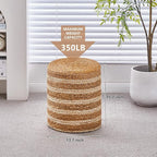 Wimarsbon Ottoman Natural Seagrass Foot Rest Stool Hand Weave Round Foot Stool - Image 3