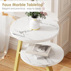 BEWISHOME Round End Table Marble Side Table - Image 6