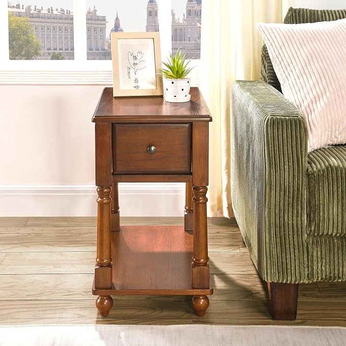 PADMA HOUSE Solid Wood Narrow End Table - Image 8