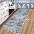 Aelenmu Runner Rugs for Hallways Kitchen 2.6x8 Non Slip Washable Blue Grey | - Image 2