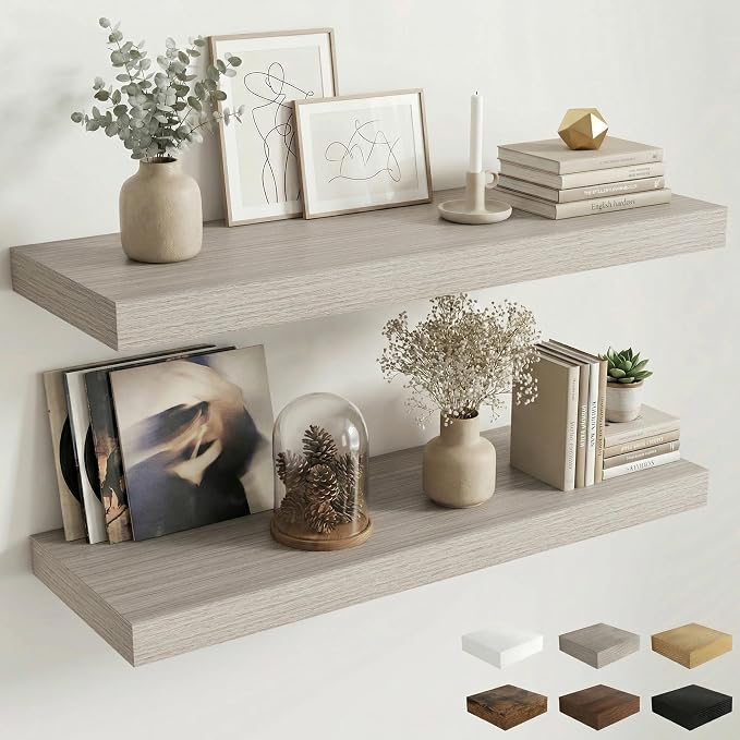 Dreamland Floating Shelves for Wall, 2 Pack Rustic Wooden Wall Shelves by Dreamland