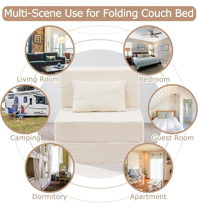 Folding Sofa Bed, 4 in 1 Convertible Sleeper Chair - Image 9