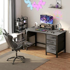 Lufeiya Computer Desk with File Drawers Cabinet, 47 Inch Home Office Desks with - Image 2