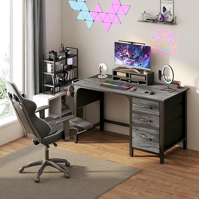 Lufeiya Computer Desk with File Drawers Cabinet, 47 Inch Home Office Desks with - Image 2