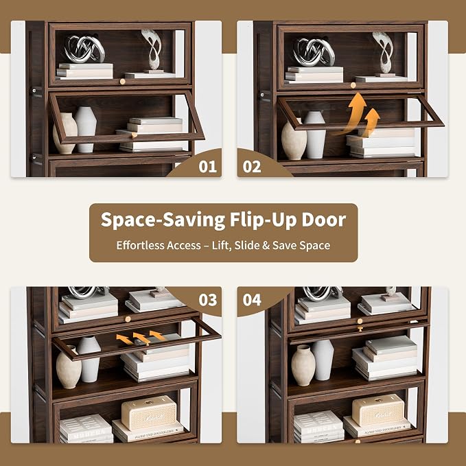 Display Cabinet with Acrylic Glass Doors, 5-Tiers Curio Cabinet with LED - Image 6