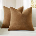 MIULEE Bronze Chenille Couch Throw Pillow Covers, 18x18 | Set of 2, Farmhouse by MIULEE