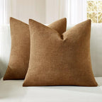 MIULEE Bronze Chenille Couch Throw Pillow Covers, 20x20 | Set of 2, Farmhouse by MIULEE